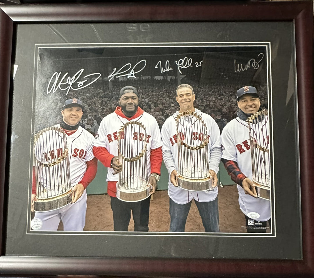 Boston Red Sox World Series MVP's Autographed Photo Ortiz Manny Lowell JSA