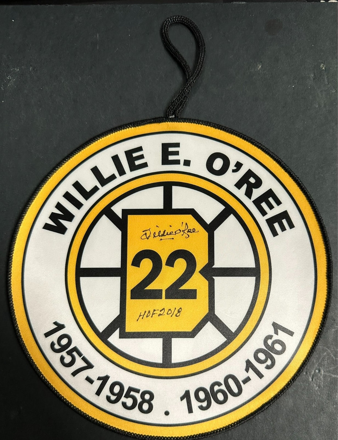 Willie O'Ree Autographed Boston Bruins Mini Retirement Banner W/ HOF 2018
