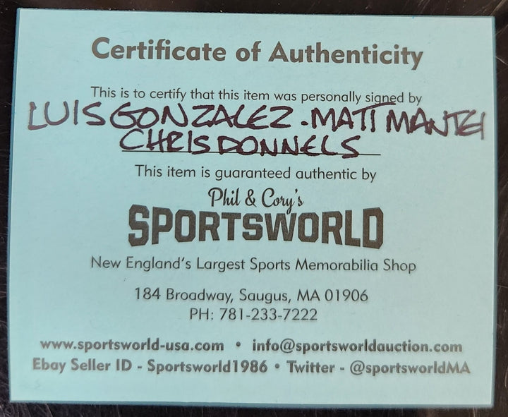 Luis Gonzalez Matt Mantei Chris Donnels Signed Major League Baseball Arizona COA