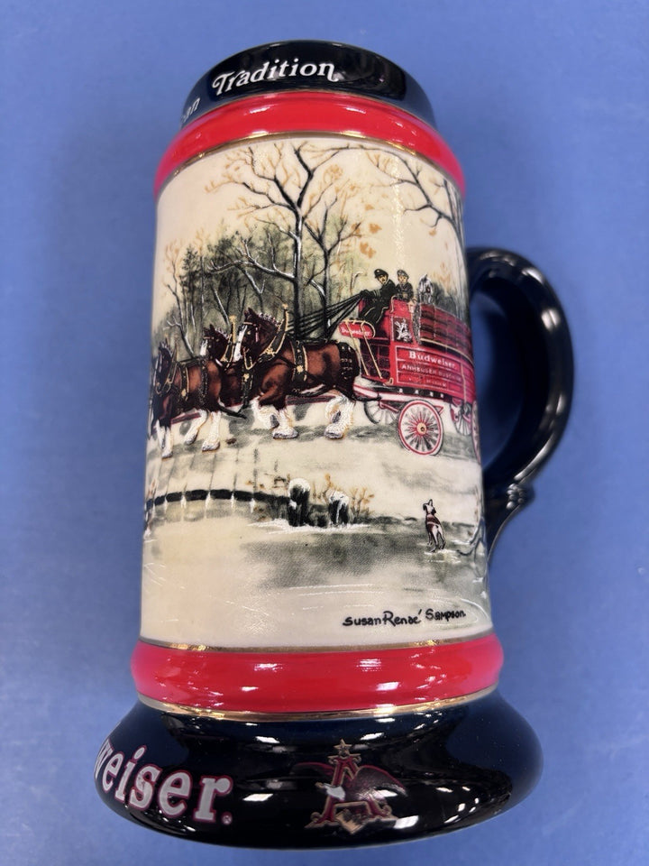 1990 Budweiser Holiday Christmas Stein Mug Collector Series