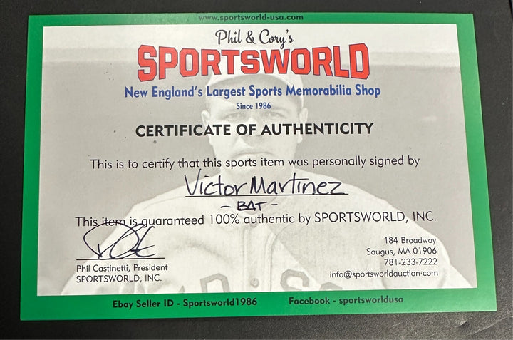 Victor Martinez Autographed Rawlings Big Stick Model Bat Red Sox