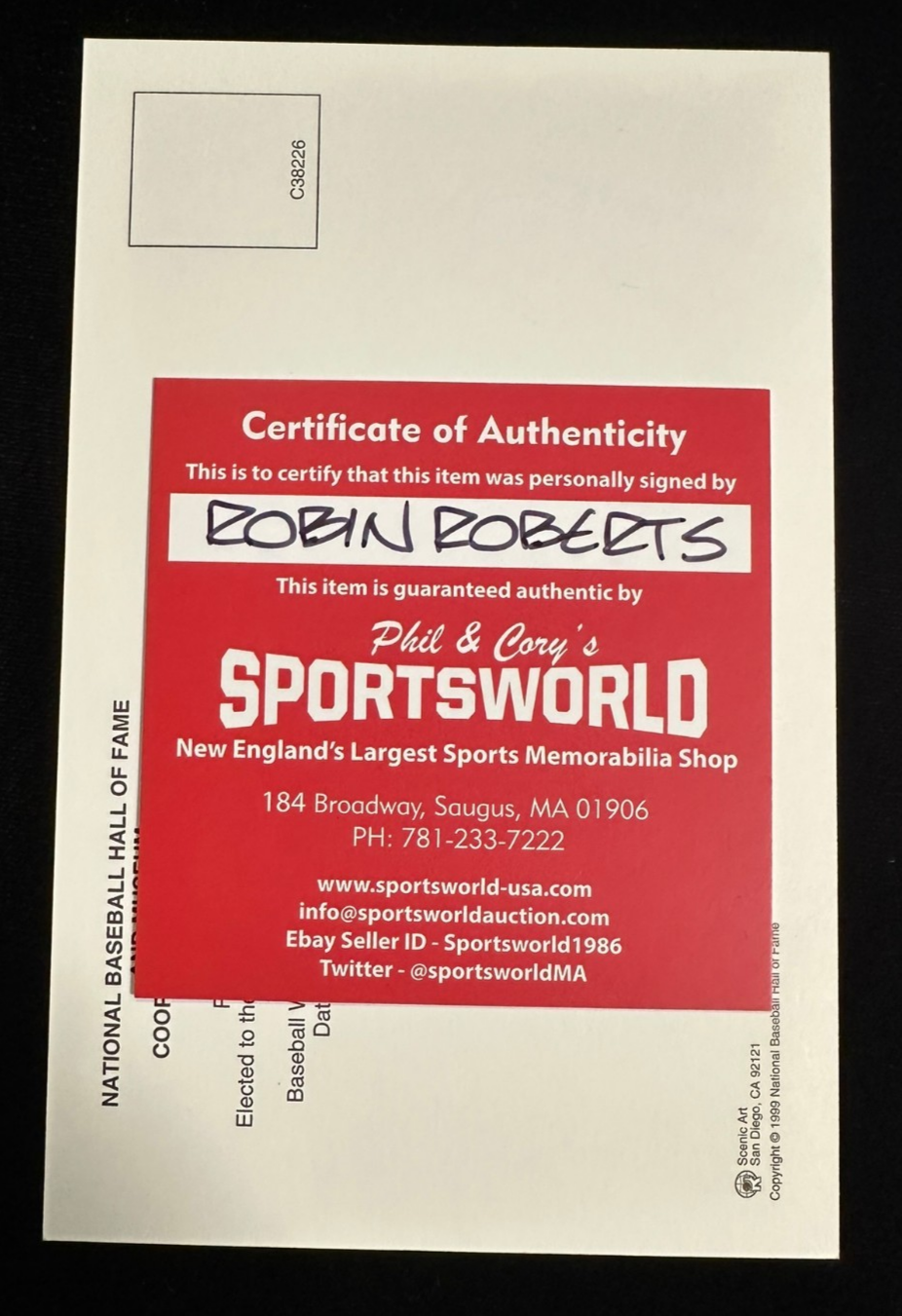Robin Roberts Autographed MLB Hall Of Fame Postcard Philadelphia Phillies