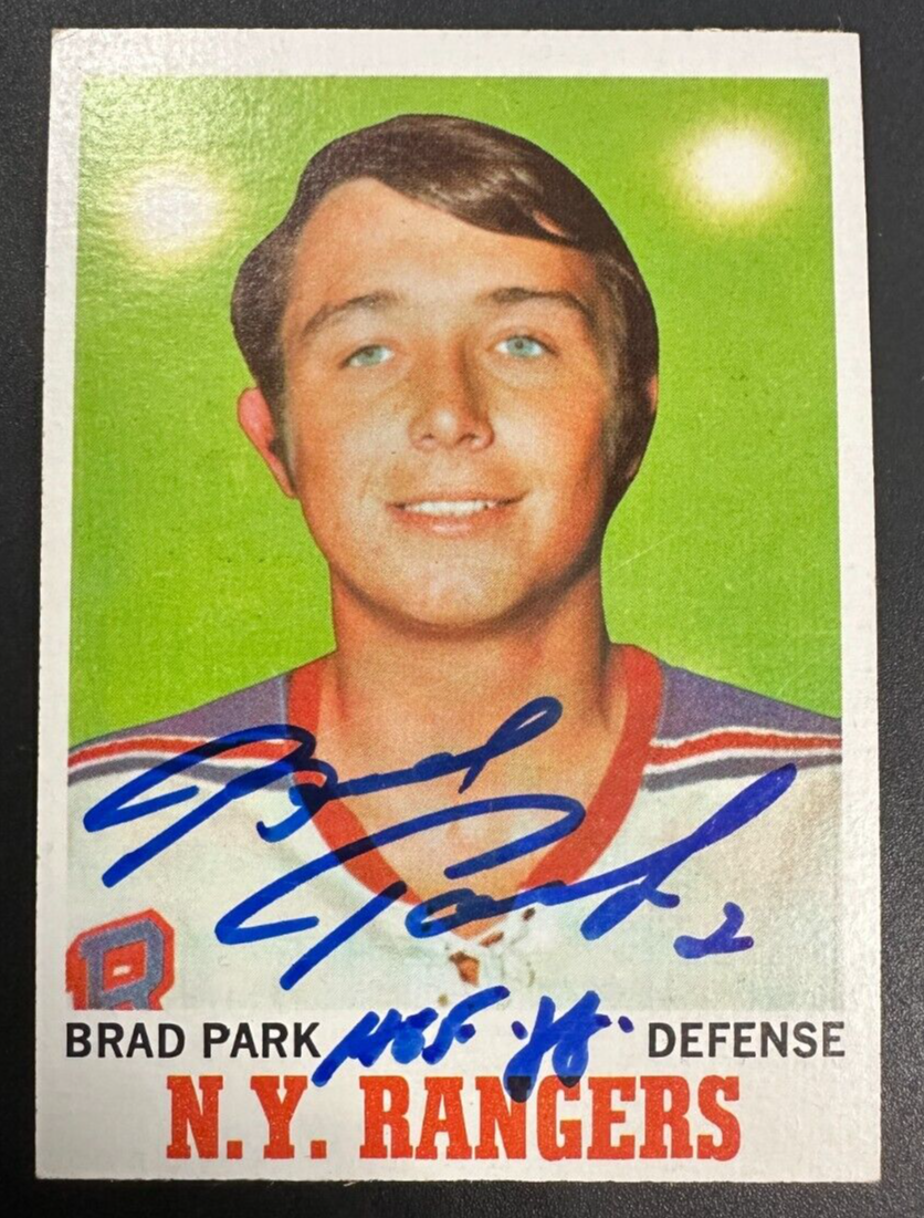 Brad Park Autographed 1970-71 Topps Rookie Card #67 W/ HOF 88 Rangers Bruins