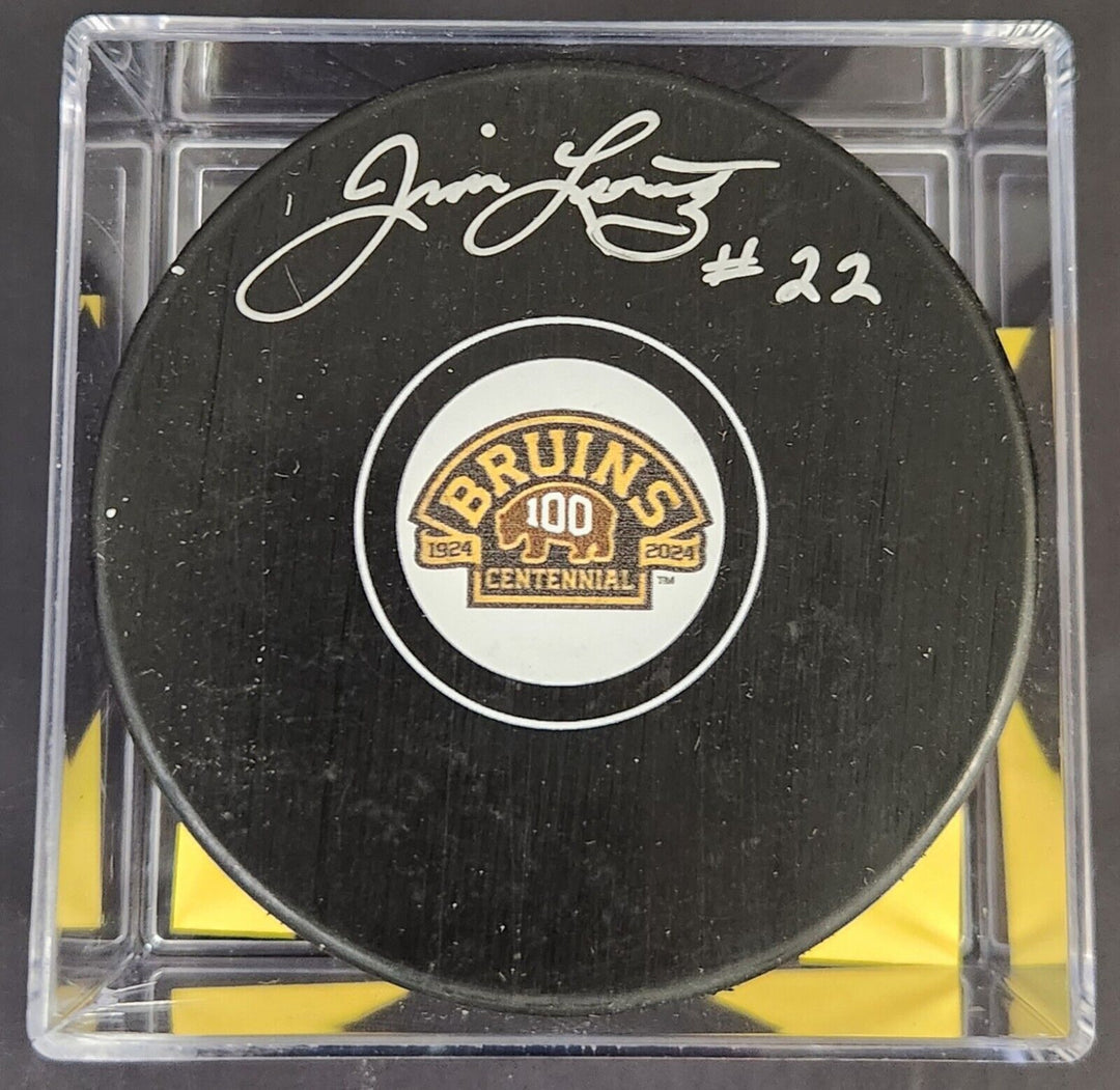 Jim Lorentz Signed 100th Year Boston Bruins Hockey Puck COA