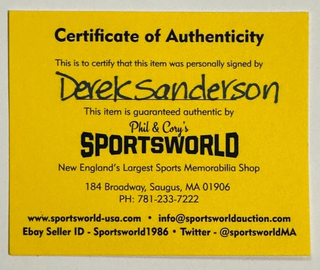 Derek Sanderson Autographed Boston Bruins 100th Anniversary Puck
