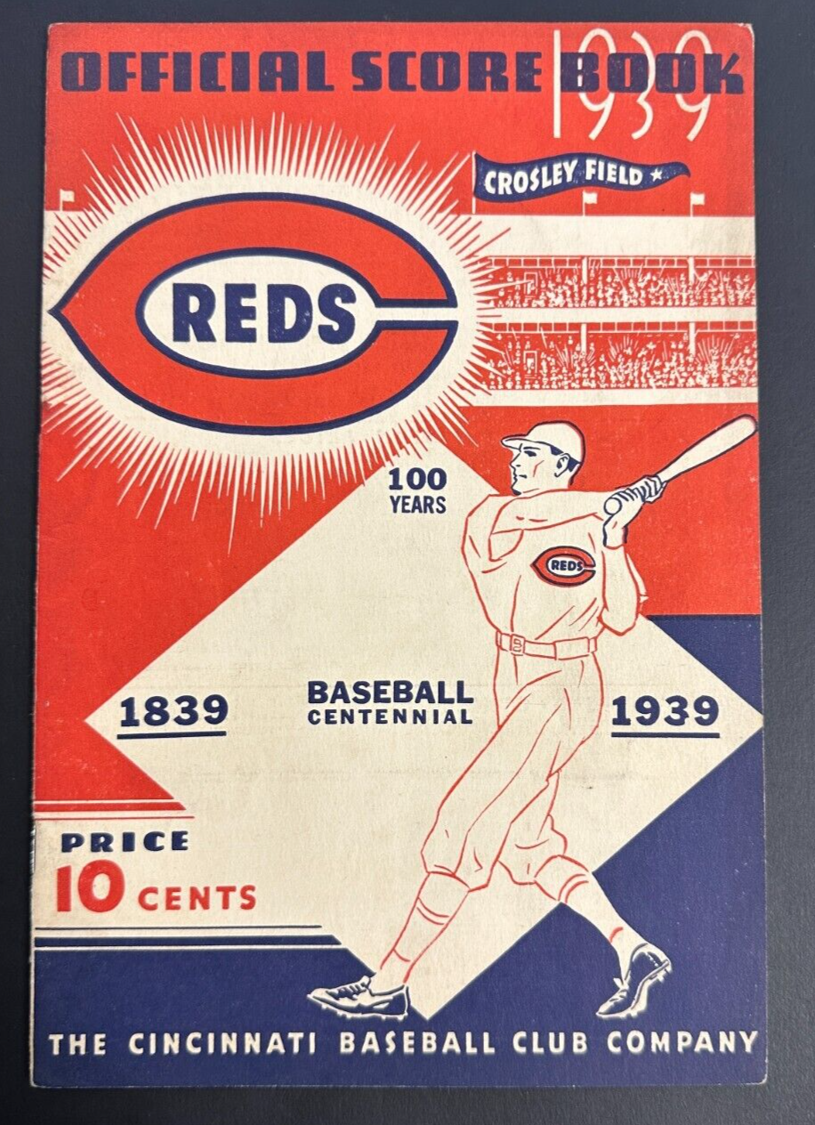 Aug 20, 1939 Cincinnati Reds & Cardinals Program Scored 7-5 St.L Mize 2 HR 6 RBI