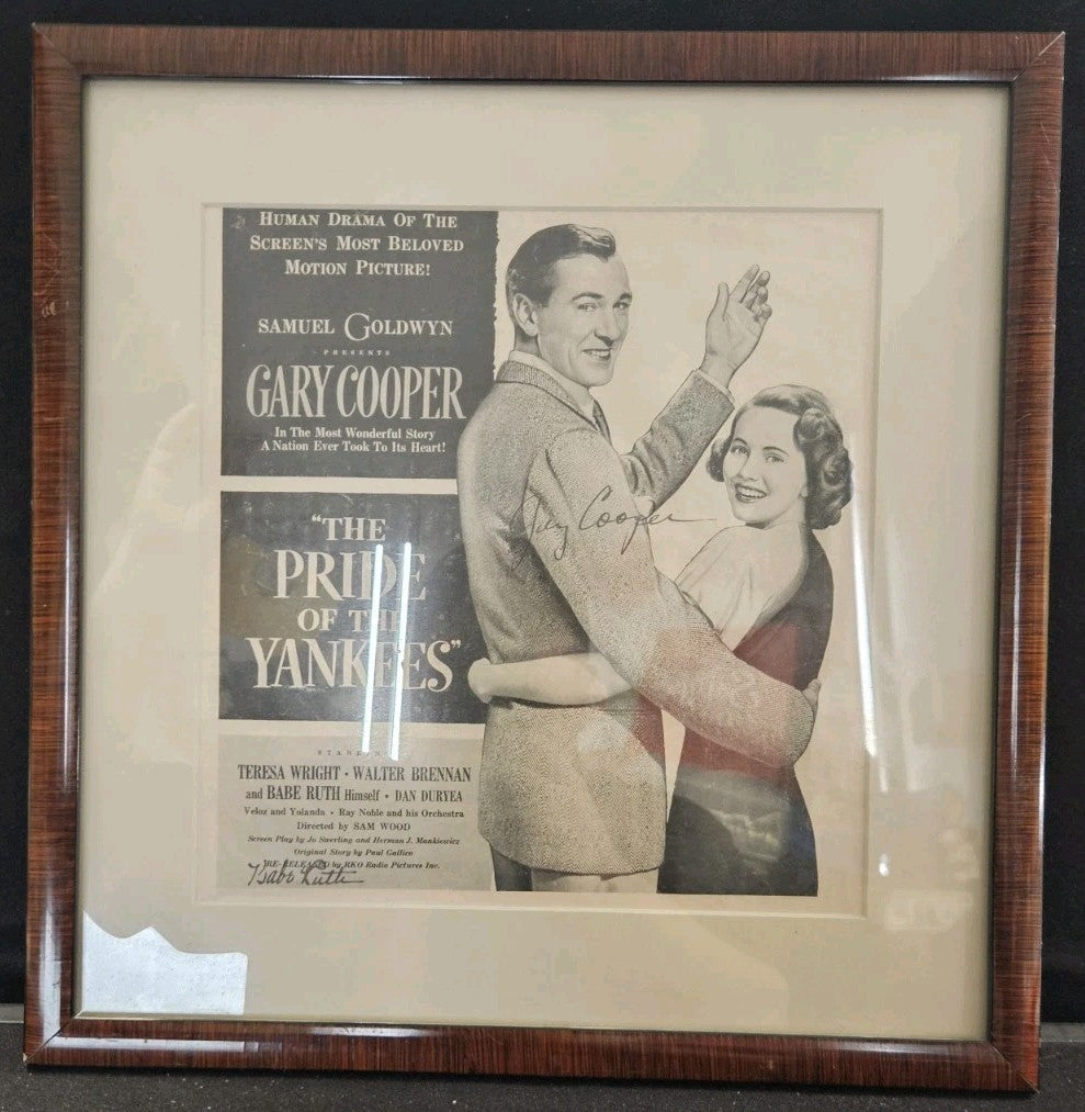 The Pride Of The Yankees Framed 15x16 Movie Poster Gary Cooper Babe Ruth