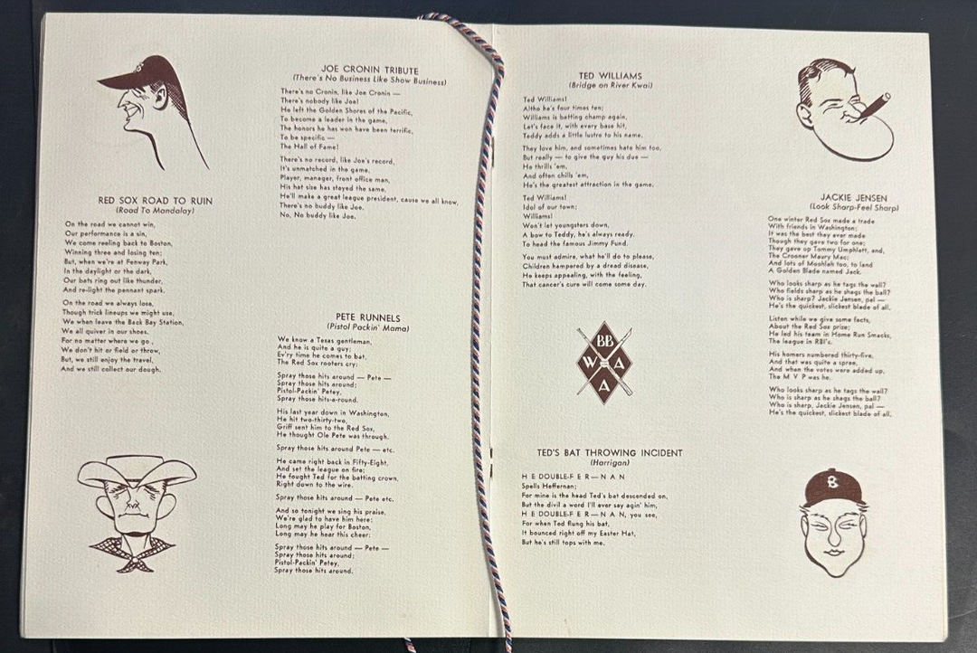 Jan 29, 1959 20th Annual Baseball Writers Association America Dinner Program
