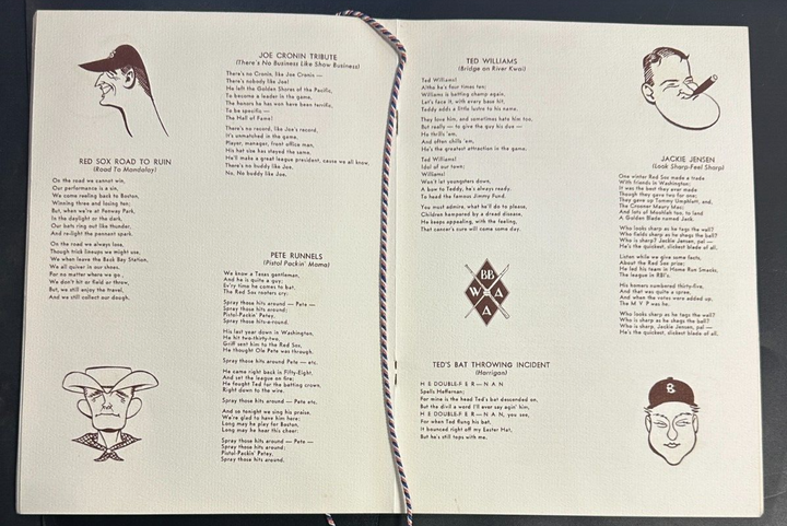 Jan 29, 1959 20th Annual Baseball Writers Association America Dinner Program