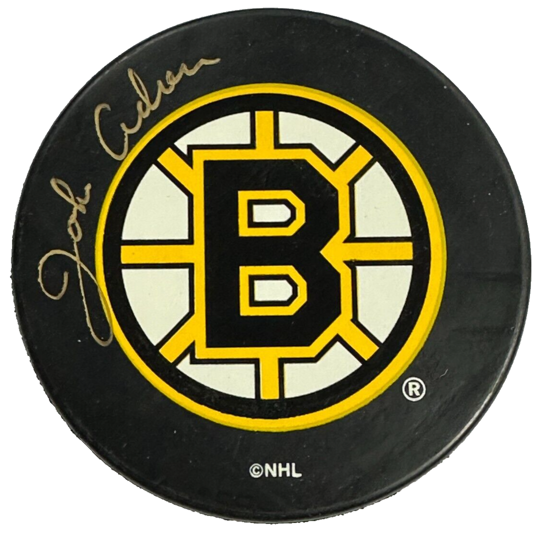 John Adams Autographed Boston Bruins Hockey Puck NHL