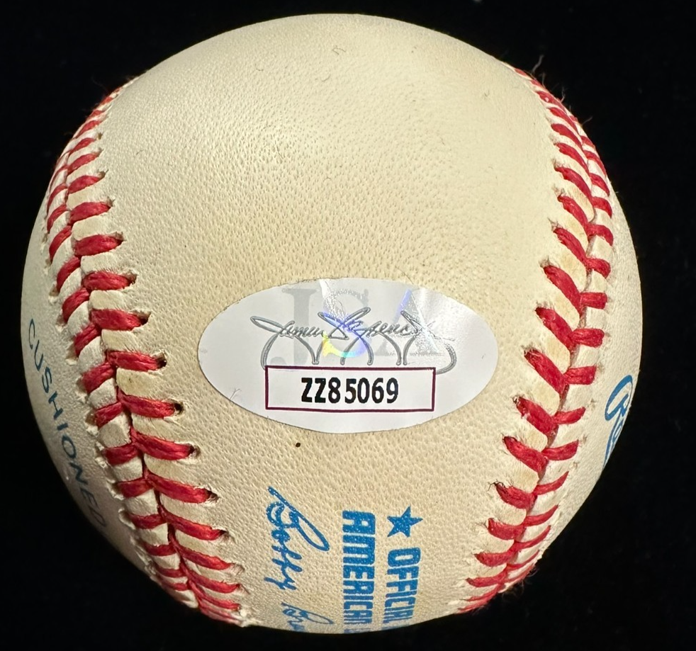 Joe DiMaggio Autographed Official American League Baseball JSA Yankees HOF