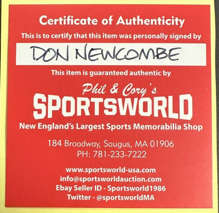 Don Newcombe Autographed Official National League Stats Baseball Dodgers