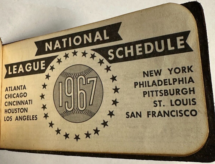 1967 Official National League Season Pass, Schedule & Case Warren Giles