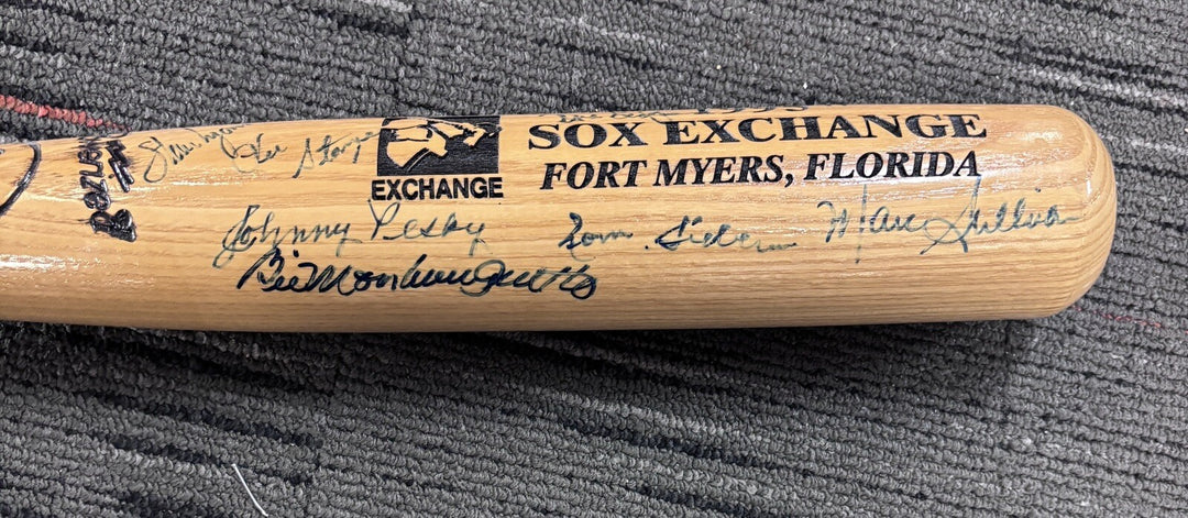 1995 Sox Exchange Fantasy Camp Signed Baseball Bat Johnny Pesky Gary Bell Etc.