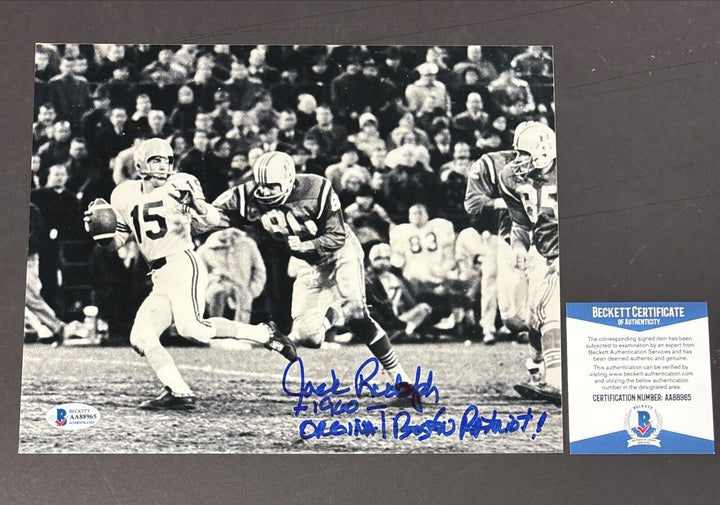 Jack Rudolph Signed Auto New England Patriots 8x10 Photo Beckett COA