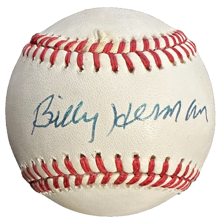 Billy Herman Autographed National League Baseball HOF Cubs Dodgers BAS