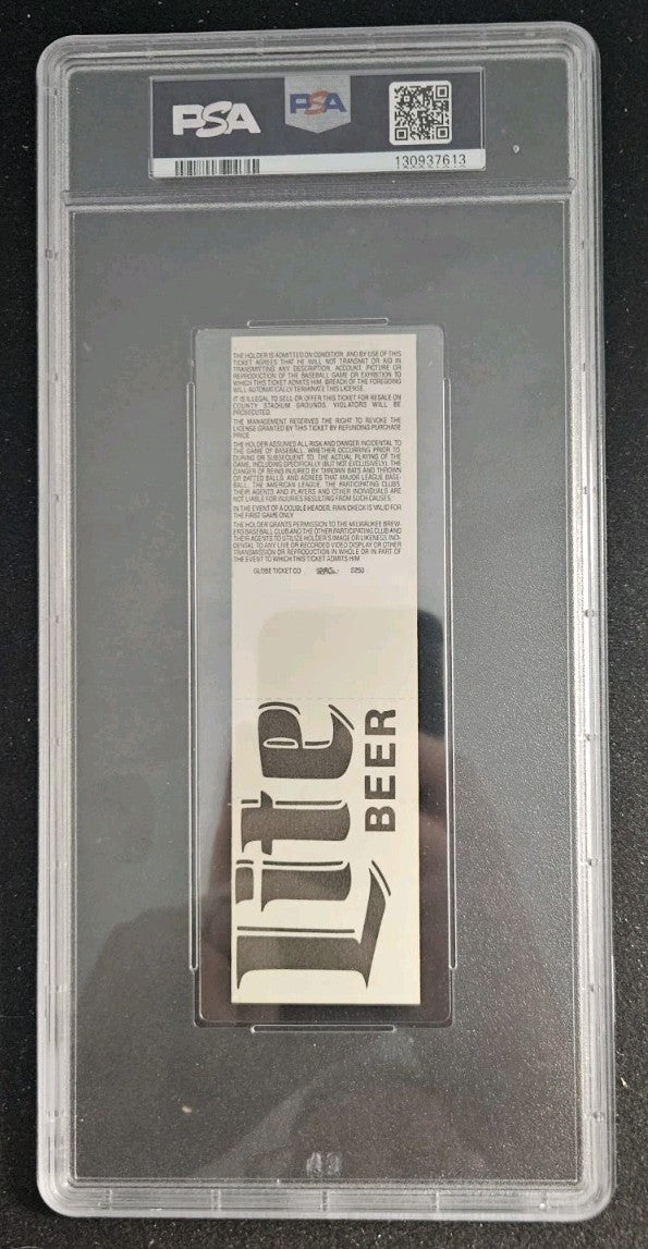 Nolan Ryan 300th Win Full Ticket 1990 Texas Rangers vs. Milwaukee Brewers PSA 9