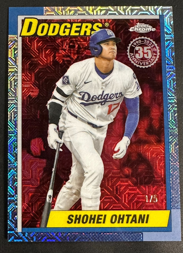 2025 Topps Chrome Shohei Ohtani 1990 Topps Chrome Silver Pack Red Refractor 1/5