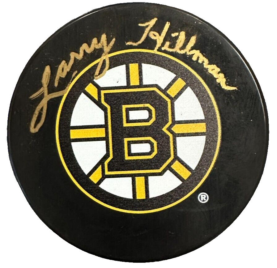 Larry Hillman Autographed Boston Bruins Hockey Puck NHL