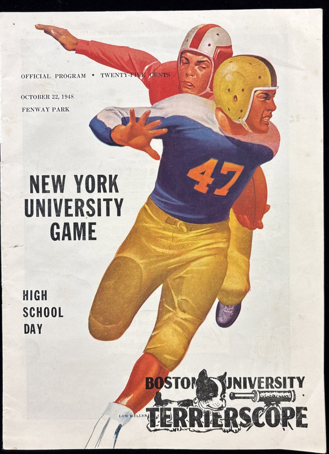 October 22 1948 Boston University vs New York University Game Day Program