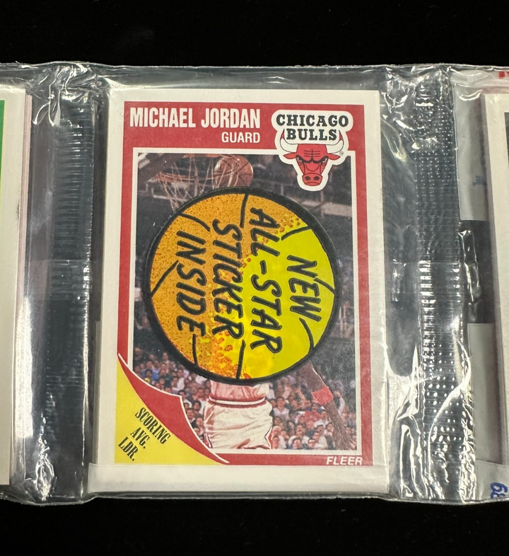 1989 Fleer Basketball Rack Pack Michael Jordan Card on Front & Rodman on Back