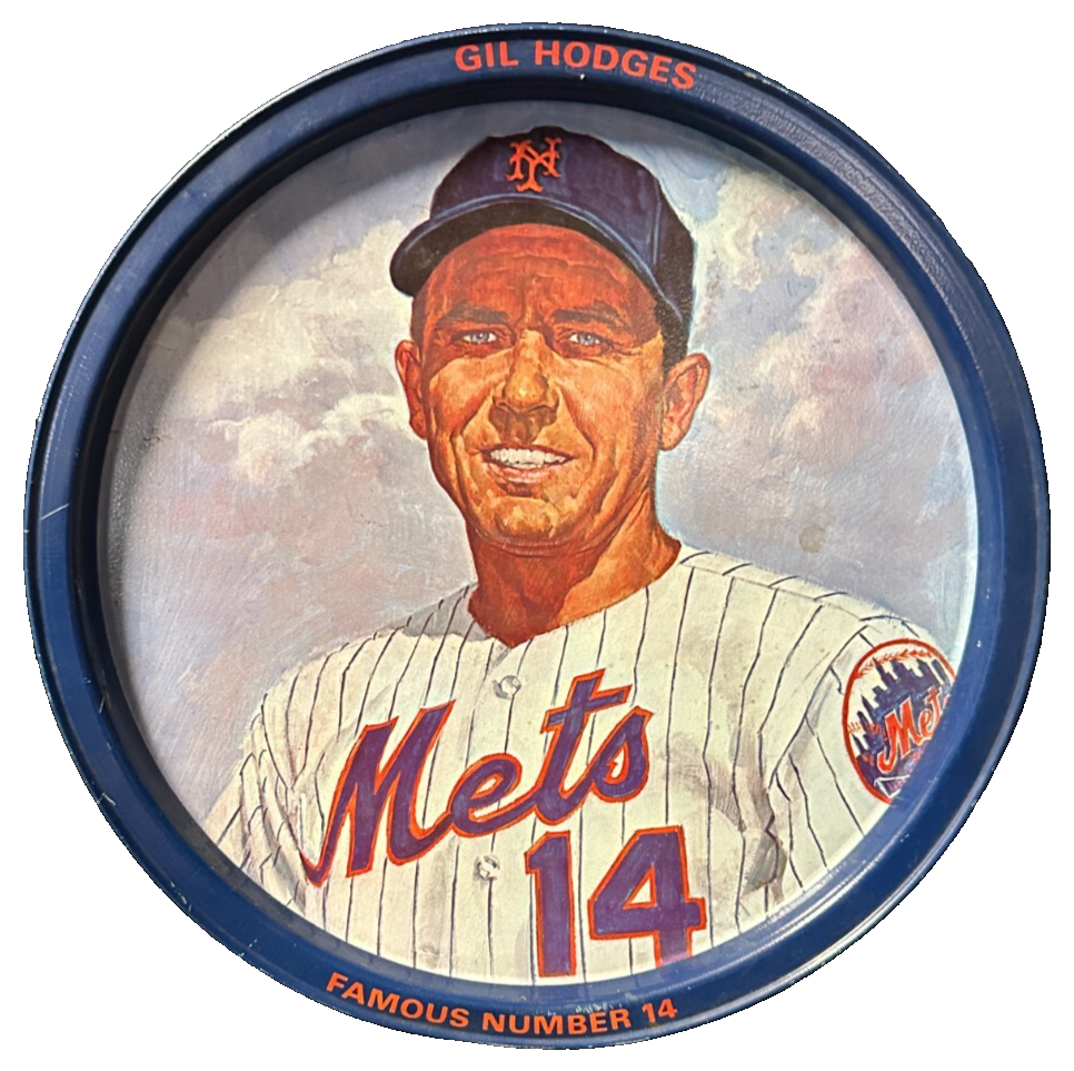 1969 Gil Hodges New York Mets Famous Number 14 Metal Beer Tray 11"