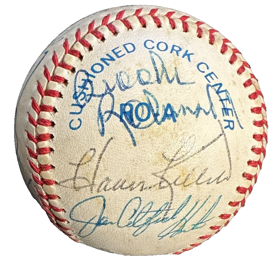 Baseball Hall of Famers Autographed Baseball Williams Bench Spahn Carlton BAS