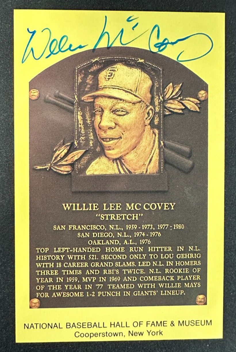 Willie McCovey Autographed MLB Hall Of Fame Postcard Giants BAS