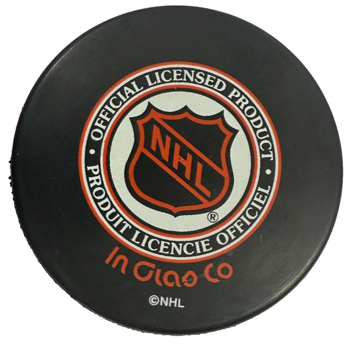 Bernie Geoffrion Boom Boom Montreal Canadiens Hockey Puck W/ HOF 03 Oilers