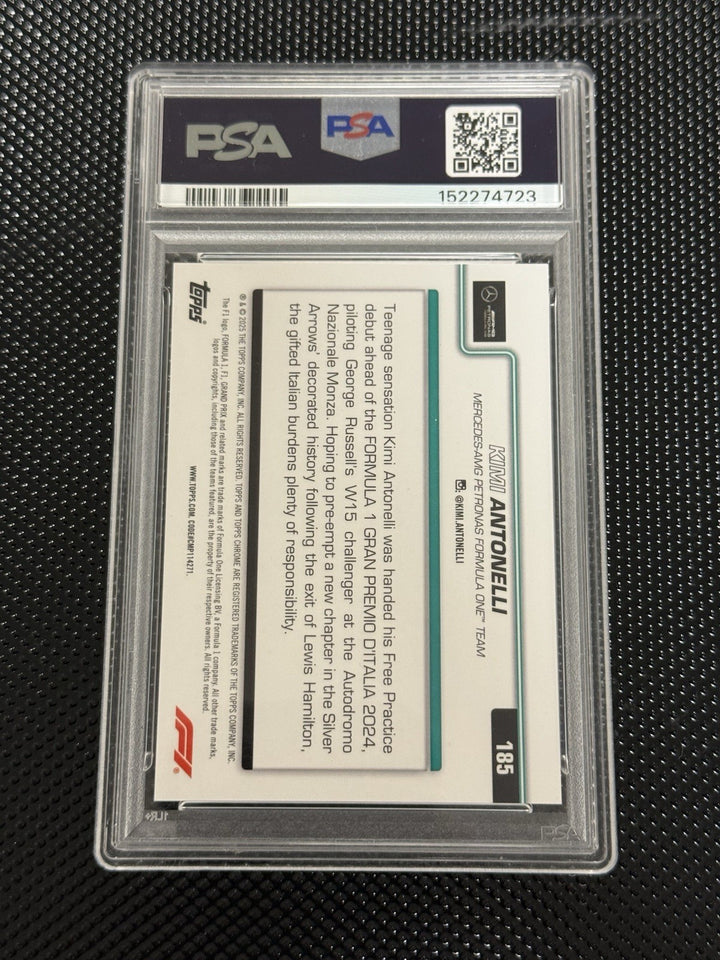 2025 Topps Chrome F1 Kimi Antonelli On The Move Orange Refractor Rookie /25 PSA 