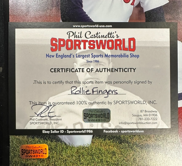 Rollie Fingers Autographed Boston Red Sox 8x10 Photo