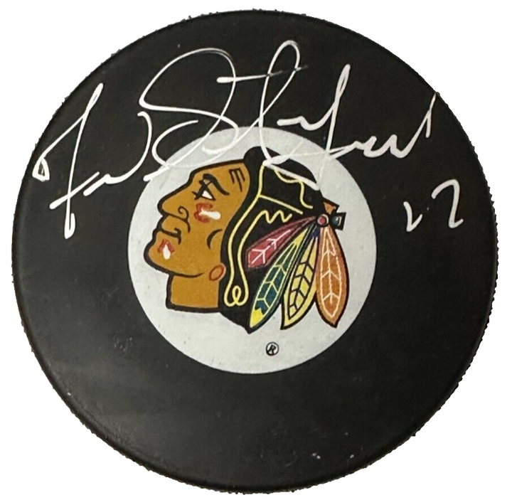 Fred Stanfield Autographed Chicago Blackhawks Hockey Puck BAS