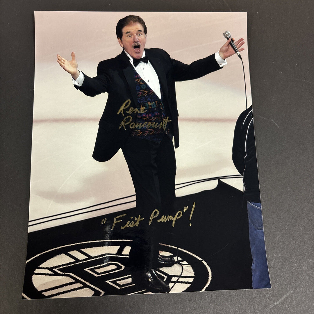 Rene Rancourt Fist Pump Inscribed Signed 8x10 Boston Bruins Sportsworld