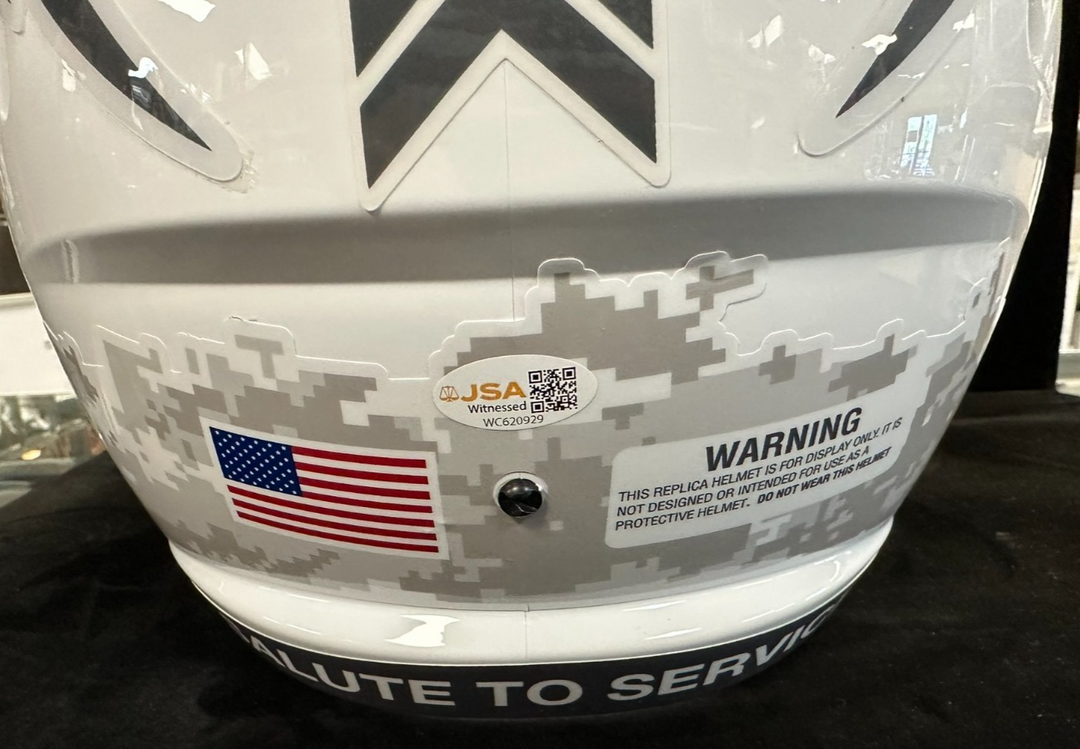Will Campbell Signed New England Patriots Salute to Service Full Size Helmet JSA