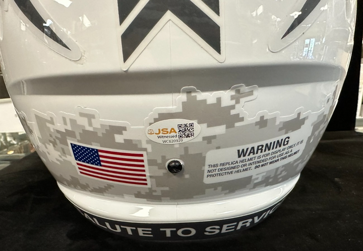 Will Campbell Signed New England Patriots Salute to Service Full Size Helmet JSA