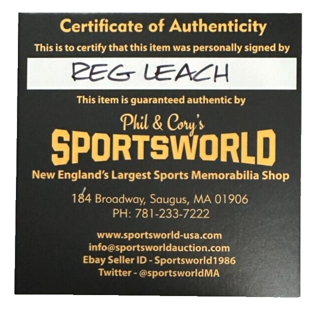Reg Leach Autographed Boston Bruins Hockey Puck NHL