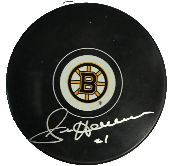 Jim Harrison Autographed Boston Bruins Hockey Puck NHL
