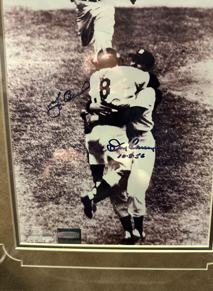 Yogi Berra & Don Larsen Autographed 1956 World Series 8x10 Photo Framed Yankees