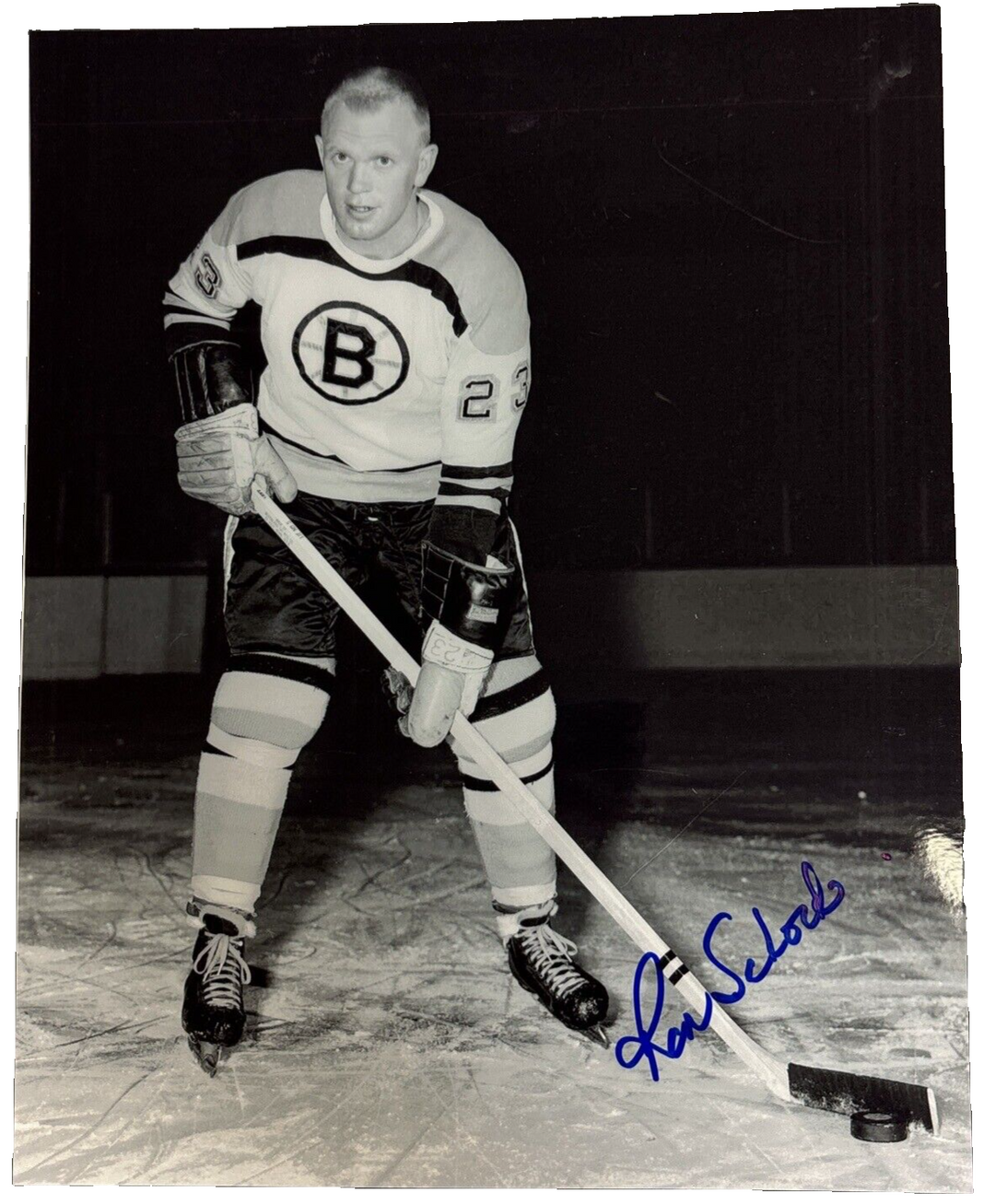 Ron Schock Autographed Boston Bruins 8x10 Photo NHL
