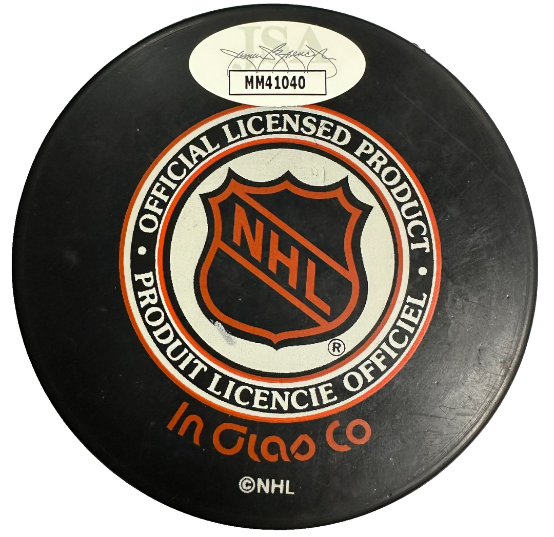 Pat LaFontaine Autographed Buffalo Sabres Hockey Puck JSA HOF NHL