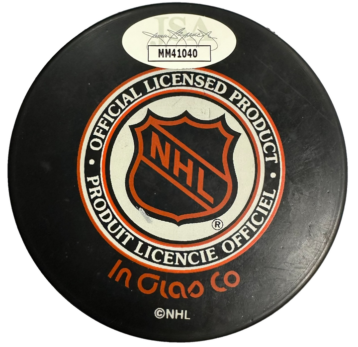 Pat LaFontaine Autographed Buffalo Sabres Hockey Puck JSA HOF NHL