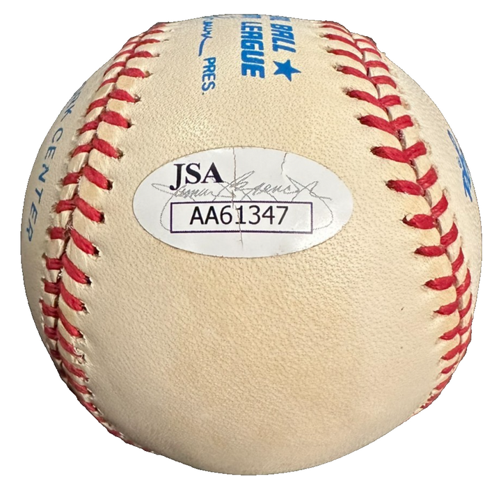 Enos Slaughter Autographed Official American League Baseball HOF Cardinals