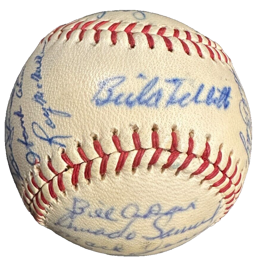 1962 Milwaukee Braves Team Autographed Baseball Aaron Spahn Mathews Uecker Torre