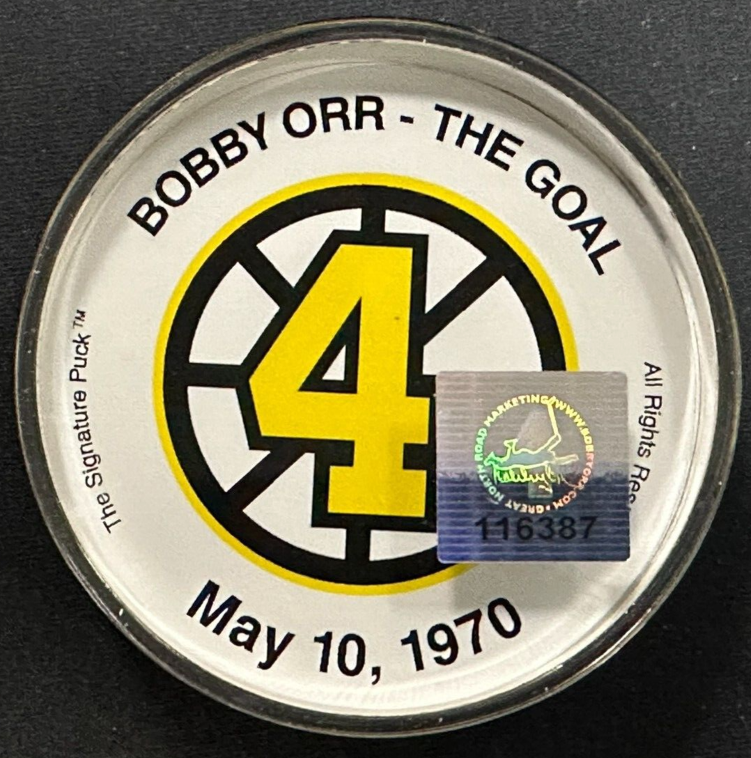 Bobby Orr Autographed 1970 The Goal Acrylic Hockey Puck Bruins GNR