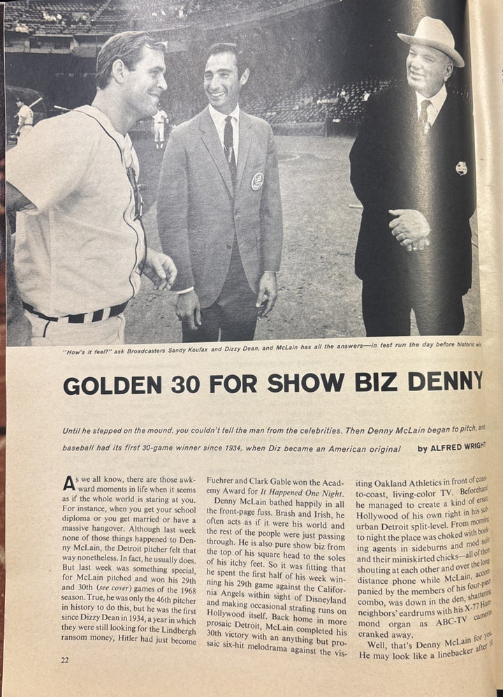 September 23 1968 Sports Illustrated Al Kaline & Denny McLain Detroit Tigers