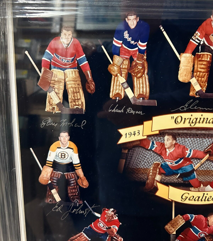 Bower Henry Hodge Worsley Hall McNeil DeJordy Signed Original Six Goalies Photo