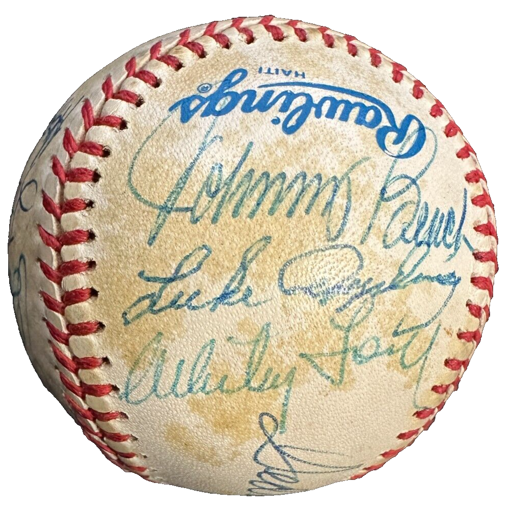 Baseball Hall of Famers Autographed Baseball Williams Bench Spahn Carlton BAS