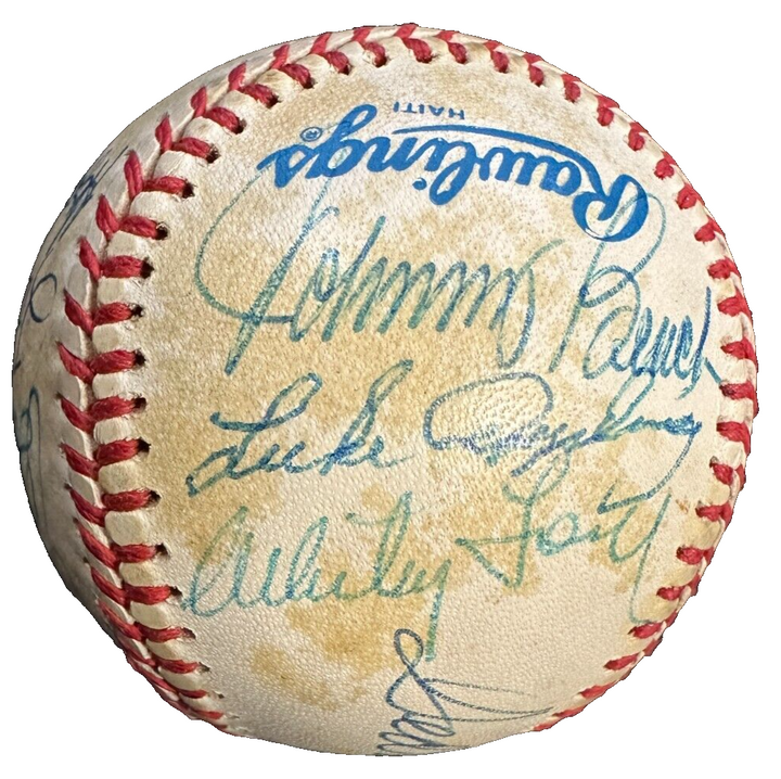 Baseball Hall of Famers Autographed Baseball Williams Bench Spahn Carlton BAS