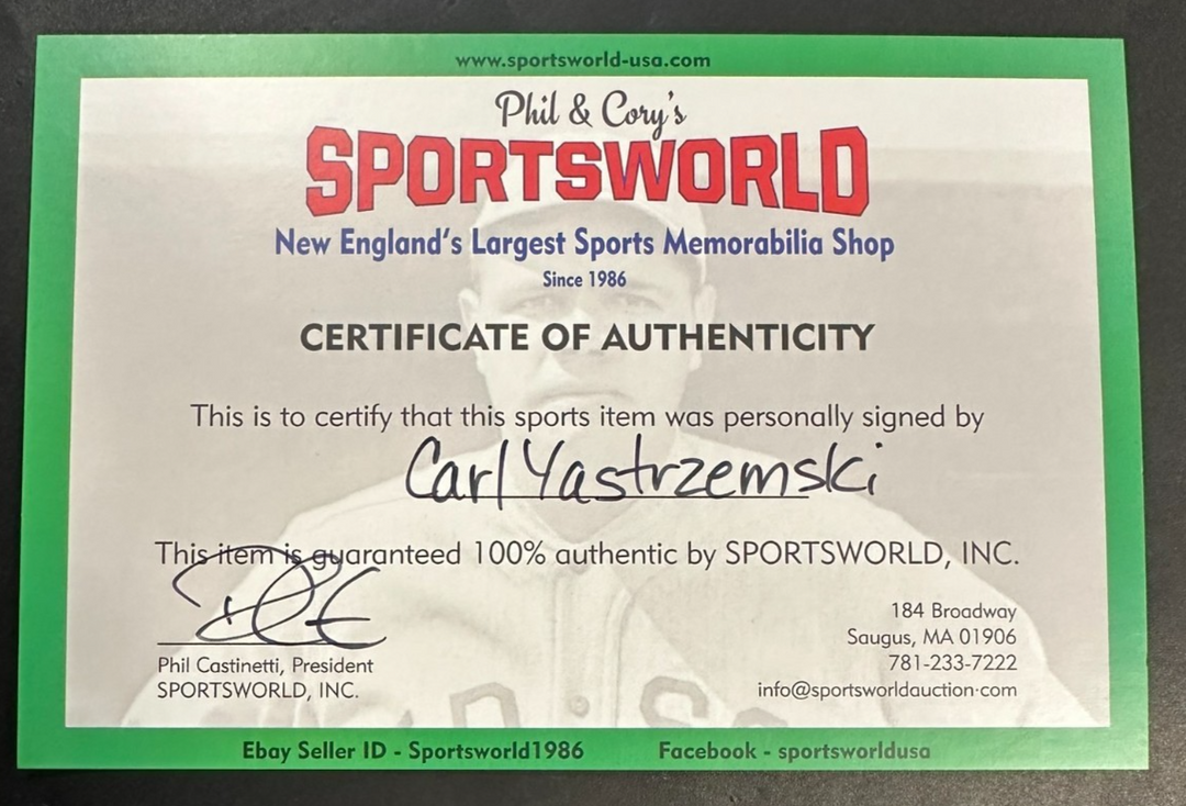 Carl Yastrzemski Autographed Jersey Retirment Day Photo Boston Red Sox HOF