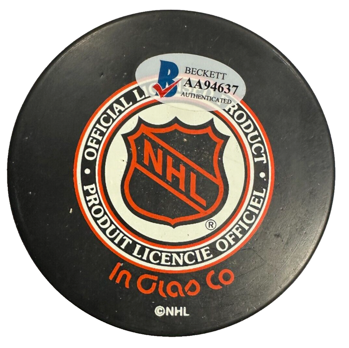 Carol Vadnais Autographed Montreal Canadiens Hockey Puck BAS